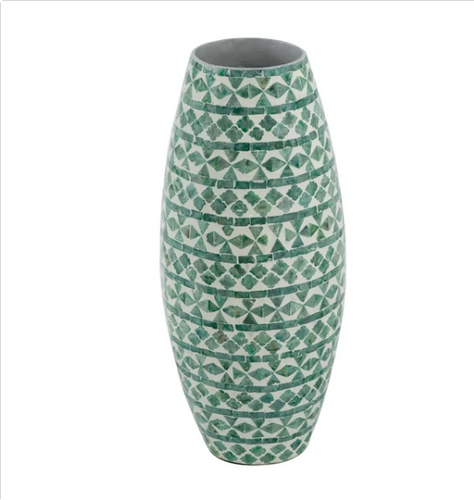 Green and White Vase-Tall